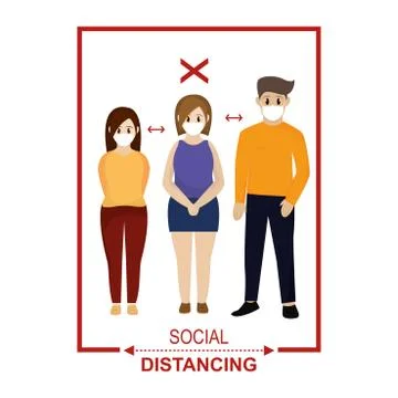 Social distancing poster Stock Illustration