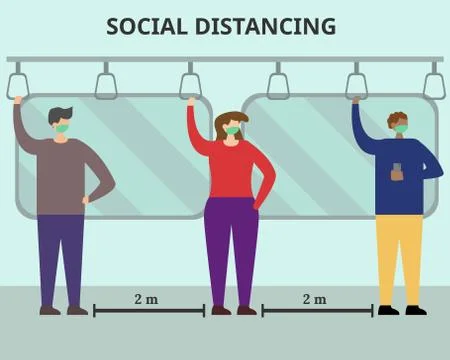 Social distancing in public transportation Stock Illustration