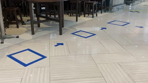 SOCIAL DISTANCING QUEUE Stock Footage 132373629