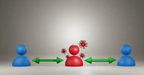 Social distancing. safety space between for family to COVID-19. Illustrazione stock