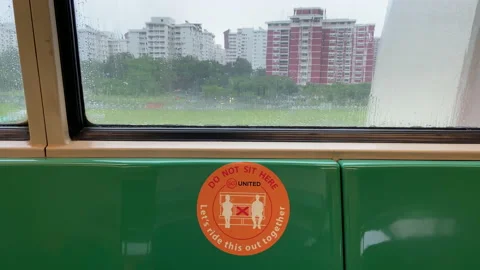 SOCIAL DISTANCING SEAT IN TRAIN Stock Footage 133122266