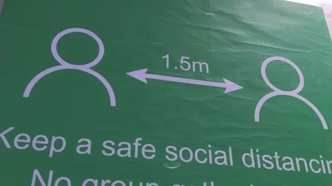 Social distancing sign Stock Footage 144419093