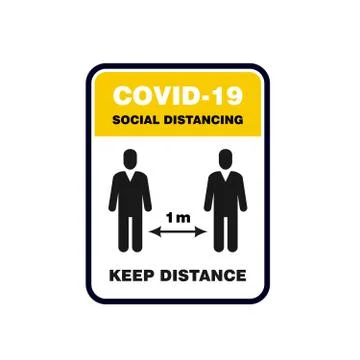 Social distancing sign, please keep distance, banner or sign board Stock Illustration