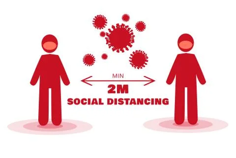 Social distancing, simple flat Illustration. Stock Illustration