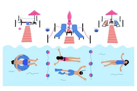 Social distancing on the summer beach. Illustrazione stock
