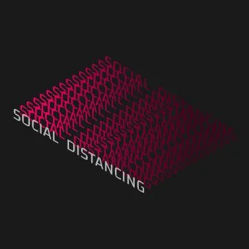 Social distancing text color gradient with black background. Stock Illustration