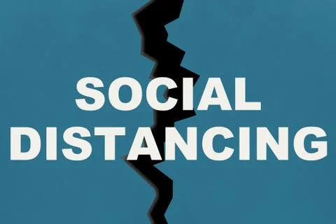 Social distancing, Torn in half background with the inscription social distan Stock Photos