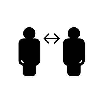 Social distancing vector black icon. Logo for keep your distance in public to Stock Illustration