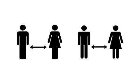 Social distancing vector. social distance sign and symbol. self quarantine si Stock Illustration