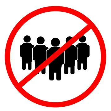 Social Distancing on white background. Avoid crowds sign. Stock Illustration