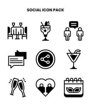 Social DuoTone Vector Icons Pack Stock Illustration