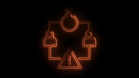 Social engineering attack neon illustration cyber security threat with risk.. Stock Footage 309911943