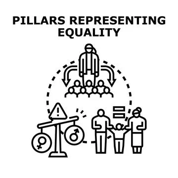 Social equality concept with balancing gender symbols and inclusive community Stock Illustration