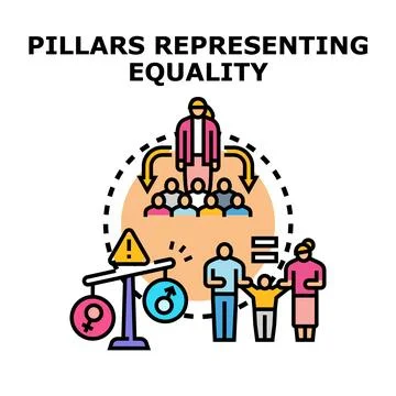 Social equality concept with balancing gender symbols and inclusive community Stock Illustration