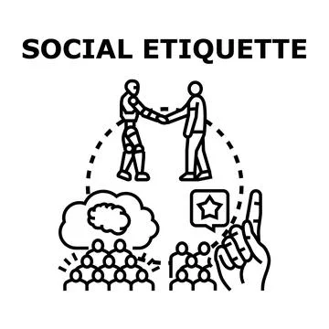Social etiquette concept for human robot interaction Stock Illustration