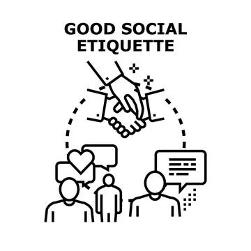 Social etiquette rules in networking and communication Illustration