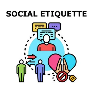 Social etiquette rules for respectful communication and interaction Stock Illustration