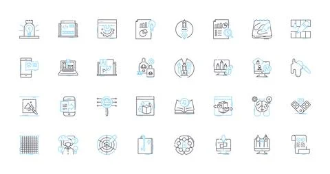Social experience linear icons set. Connection, Interaction, Engagement Stock Illustration