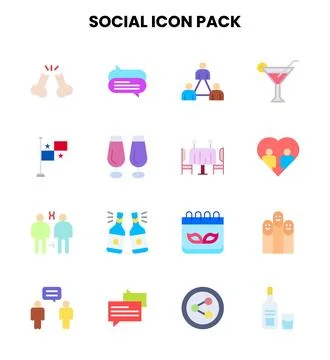 Social Flat Design Icons Pack Ilustración de archivo