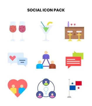 Social Flat Graphics Icons Pack Illustrazione stock