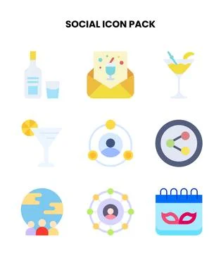 Social Flat Set Icons Pack Ilustración de archivo