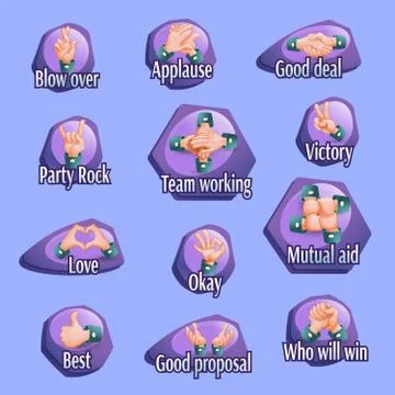 Social Gestures Emblems Set Stock Illustration
