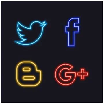 Social Glowing Button Stock Illustration