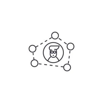 Social graph vector line icon, sign, illustration on background, editable Stock Illustration