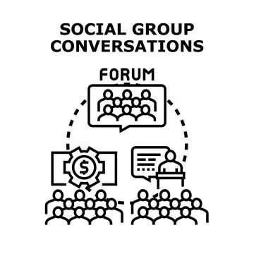 Social group conversations and community forum consulting Stock Illustration