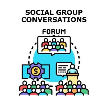 Social group conversations and community forum consulting Stock Illustration