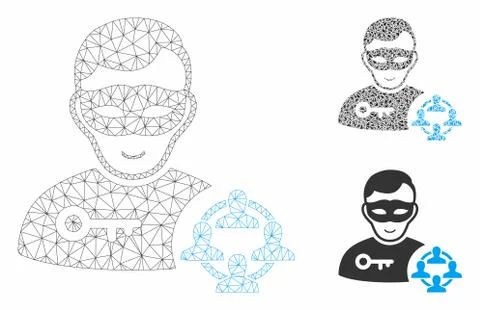 Social Hacker Vector Mesh Network Model and Triangle Mosaic Icon Stockillustratie