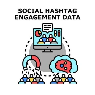 Social hashtag engagement data analysis Stock Illustration
