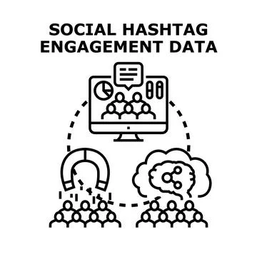 Social hashtag engagement data analysis Stock Illustration