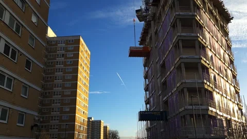 Social housing construction. Stock Footage 261081666