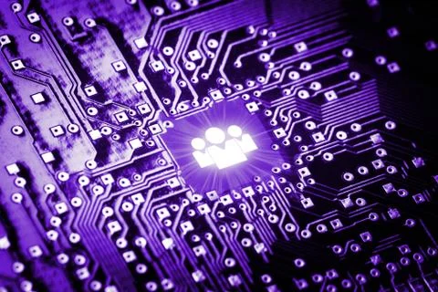 Social icon on computer chip Stock Photos