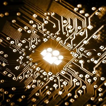 Social icon on computer chip Stock Photos