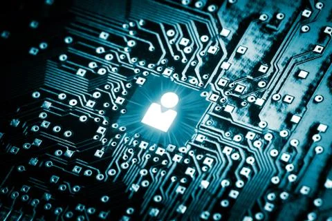 Social icon on computer chip Stock Photos