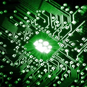 Social icon on computer chip Stock Photos