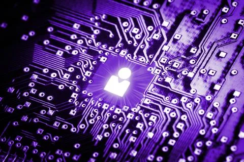 Social icon on computer chip Stock Photos