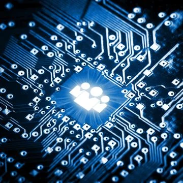Social icon on computer chip Stock Photos