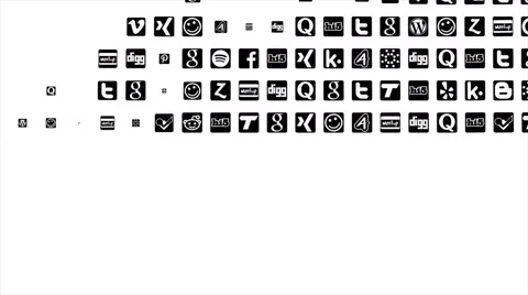 Social icon world map - Black and white Stock Footage 43747310