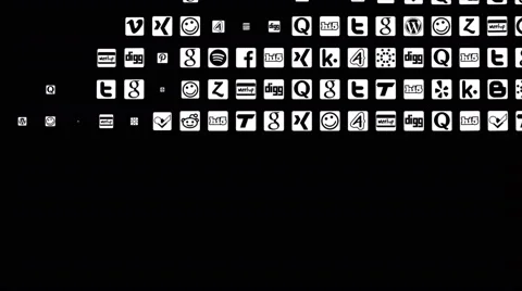 Social icon world map - Black and white Stock Footage 43753983
