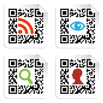 Social icons set with qr code sign label Stock Illustration