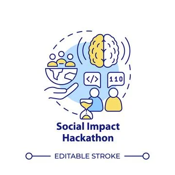 Social impact hackathon multi color concept icon Stock Illustration