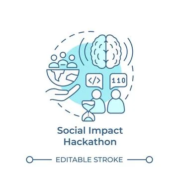 Social impact hackathon soft blue concept icon Illustrazione stock