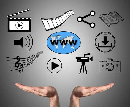 Social information sharing concept sustained by open hands Stockfoto's