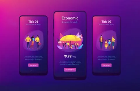 Social insurance app interface template. Illustrazione stock