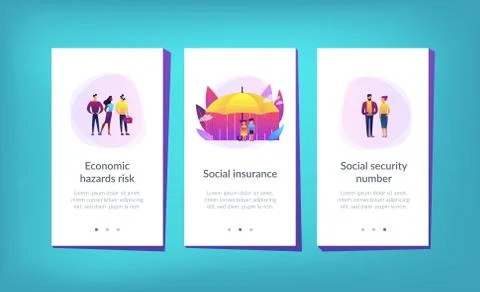 Social insurance app interface template. Stock Illustration