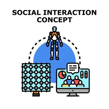 Social intelligent interaction with digital networking system Stock Illustration