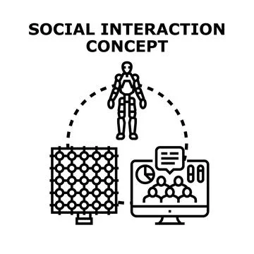 Social intelligent interaction with digital networking system Stock Illustration
